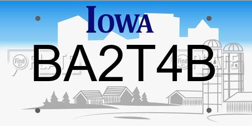 BA2T4B Iowa License Plate
