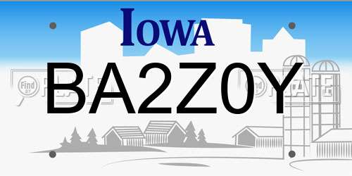 BA2Z0Y Iowa License Plate