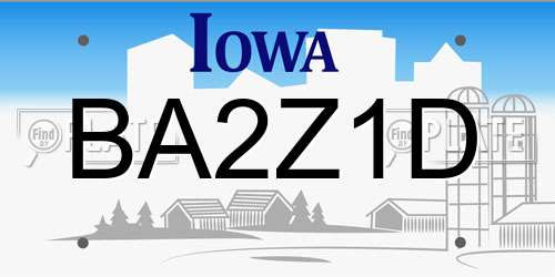 BA2Z1D Iowa License Plate