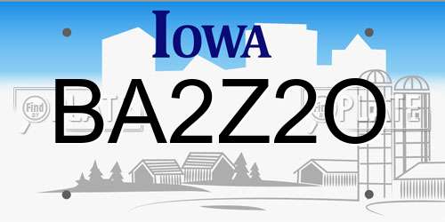 BA2Z2O Iowa License Plate