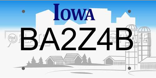 BA2Z4B Iowa License Plate