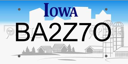 BA2Z7O Iowa License Plate