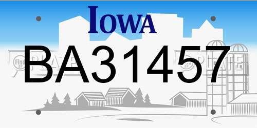 BA31457 Iowa License Plate