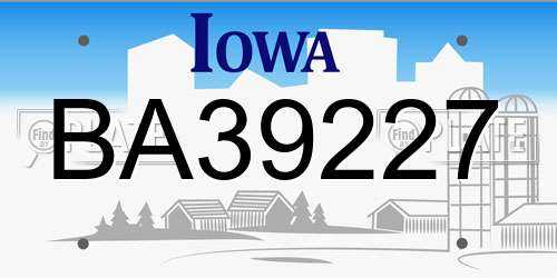 BA39227 Iowa License Plate