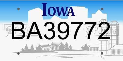 BA39772 Iowa License Plate
