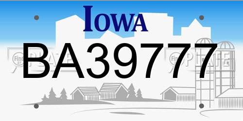 BA39777 Iowa License Plate