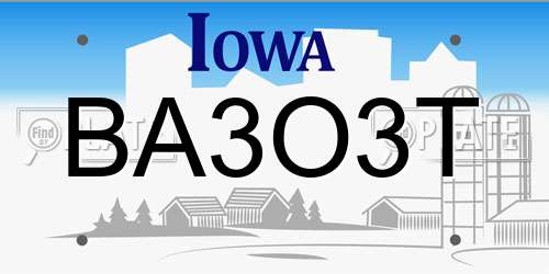 BA3O3T Iowa License Plate