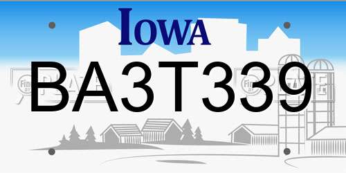 BA3T339 Iowa License Plate