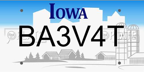BA3V4T Iowa License Plate