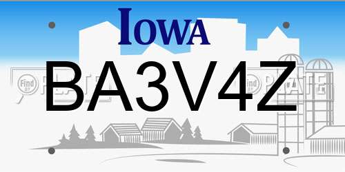 BA3V4Z Iowa License Plate