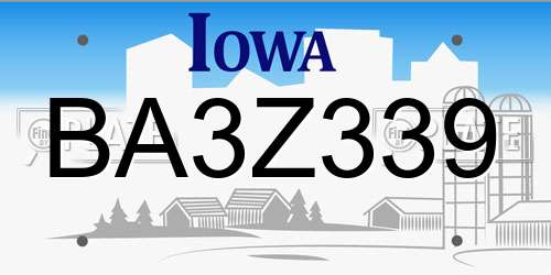 BA3Z339 Iowa License Plate