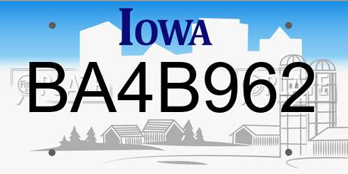 BA4B962 Iowa License Plate