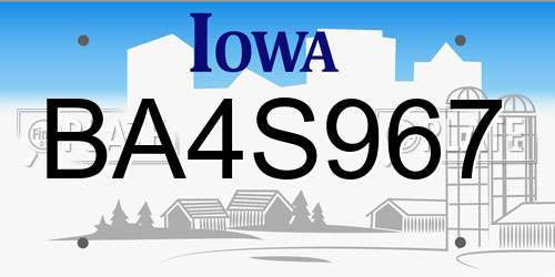 BA4S967 Iowa License Plate
