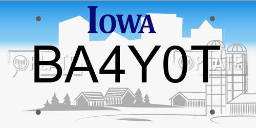 BA4Y0T Iowa License Plate