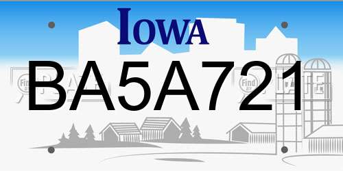 BA5A721 Iowa License Plate