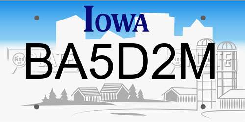 BA5D2M Iowa License Plate