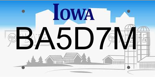 BA5D7M Iowa License Plate