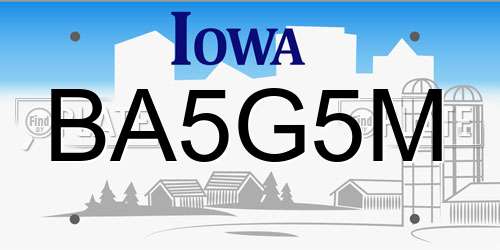 BA5G5M Iowa License Plate