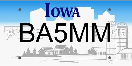 BA5MM Iowa License Plate