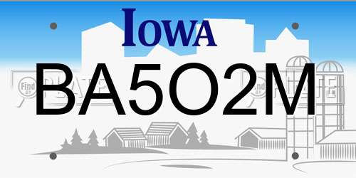 BA5O2M Iowa License Plate