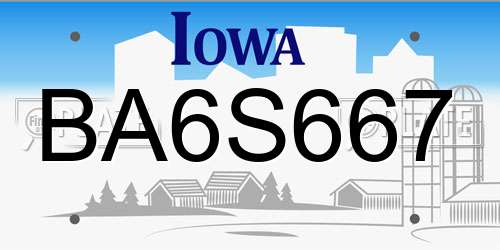 BA6S667 Iowa License Plate