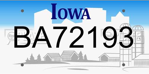 BA72193 Iowa License Plate