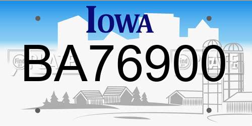BA76900 Iowa License Plate