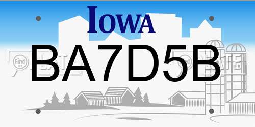 BA7D5B Iowa License Plate