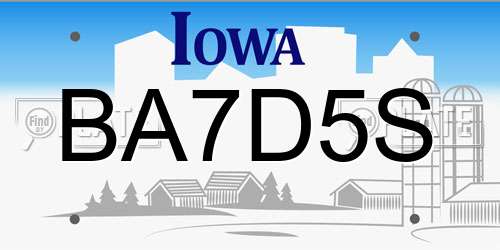 BA7D5S Iowa License Plate