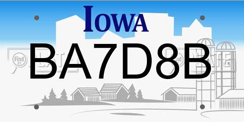 BA7D8B Iowa License Plate