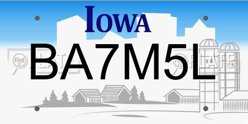 BA7M5L Iowa License Plate