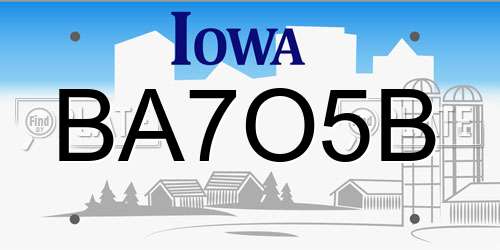 BA7O5B Iowa License Plate