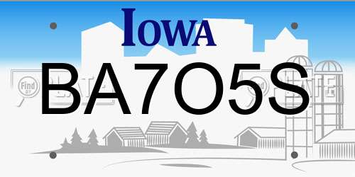 BA7O5S Iowa License Plate