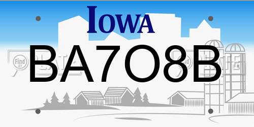 BA7O8B Iowa License Plate