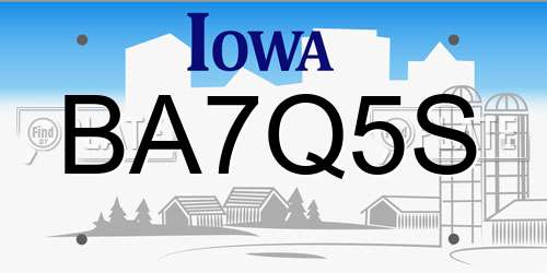 BA7Q5S Iowa License Plate