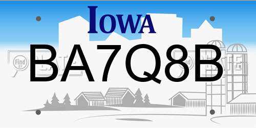BA7Q8B Iowa License Plate