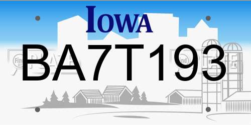 BA7T193 Iowa License Plate