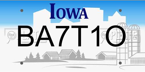 BA7T1O Iowa License Plate