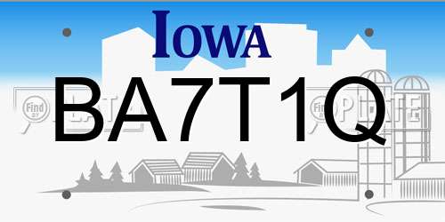 BA7T1Q Iowa License Plate