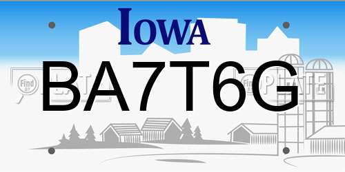 BA7T6G Iowa License Plate