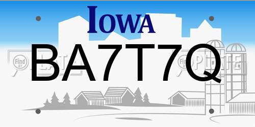 BA7T7Q Iowa License Plate