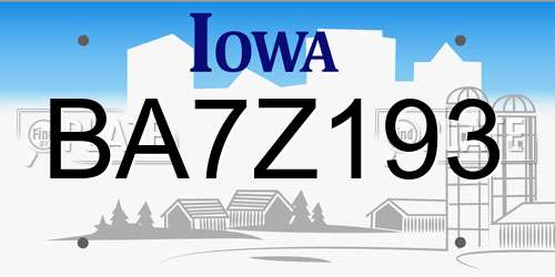 BA7Z193 Iowa License Plate