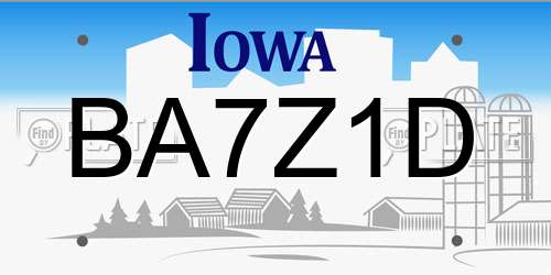 BA7Z1D Iowa License Plate