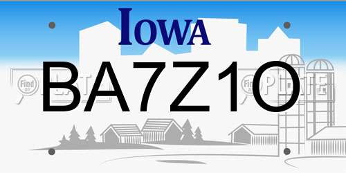 BA7Z1O Iowa License Plate