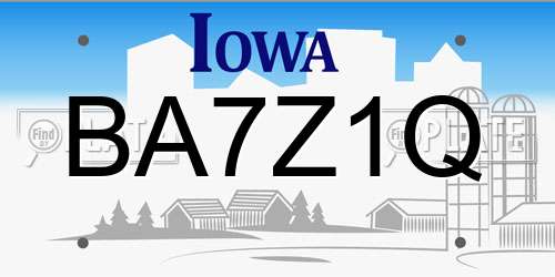BA7Z1Q Iowa License Plate