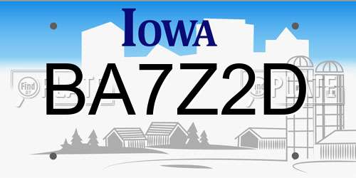 BA7Z2D Iowa License Plate