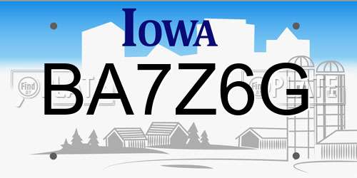 BA7Z6G Iowa License Plate