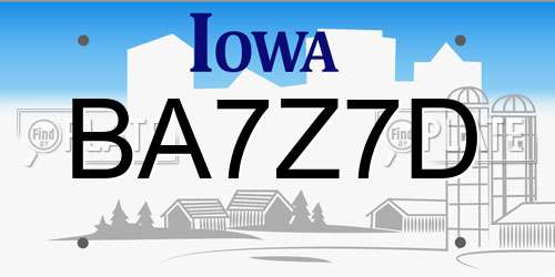 BA7Z7D Iowa License Plate
