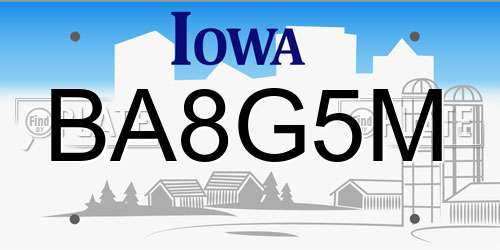 BA8G5M Iowa License Plate