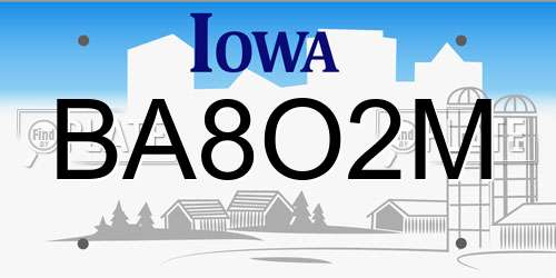 BA8O2M Iowa License Plate